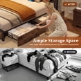 thumbnail image 3 of Bolvdo Full Size Bed Frame with Bookcase Headboard, Charging Station & Storage Drawers, Heavy-Duty Metal Support, Vintage Brown, 3 of 7