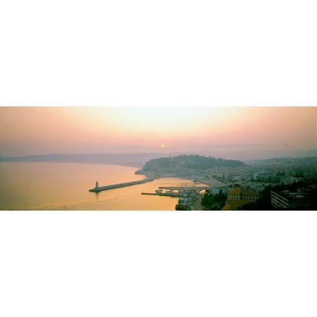 Sunset Cote d  Azur Nice France Stretched Canvas - Panoramic Images (36 x