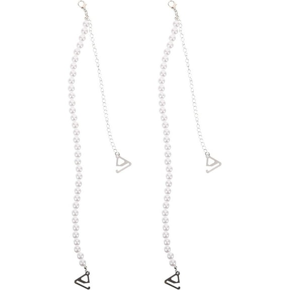 Monebena 1 Pair Women Bra Strap, Bra Straps Decorative Bra Straps Replacement Pearl Strap Anti-slip Bra Strap Tops Bras White Metal Underwear Rhinestone Bra Strap for Women and Girls