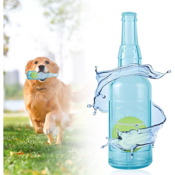 Beer Bottle with Tennis Ball Dog Toy, Pet Chew Beer Bottle with Tennis Ball, Water Bottle Dog Toy, Play Bottle Pet Chew Toy, Interactive Water Bottle Squeaky Dog Toys to Keep Them Busy