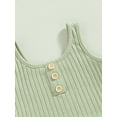 thumbnail image 6 of Yunliwuli 2PCS Toddler Girl Summer Outfits, Sleeveless Button Front Ribbed Tank Tops + Shorts Set Child Clothes, 6 of 9