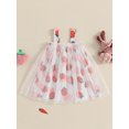 thumbnail image 4 of Suealasg Toddler Girls Summer Dress Sleeveless Strawberry/Rabbit Print Tulle A-line Dress 6M 1T 2T 3T 4T Kids Baby Girls Casual Dress, 4 of 7