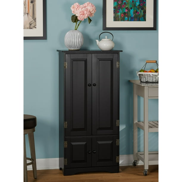 Hodedah 4 Door Cherry Kitchen Pantry Hi224 Cherry The Home Depot
