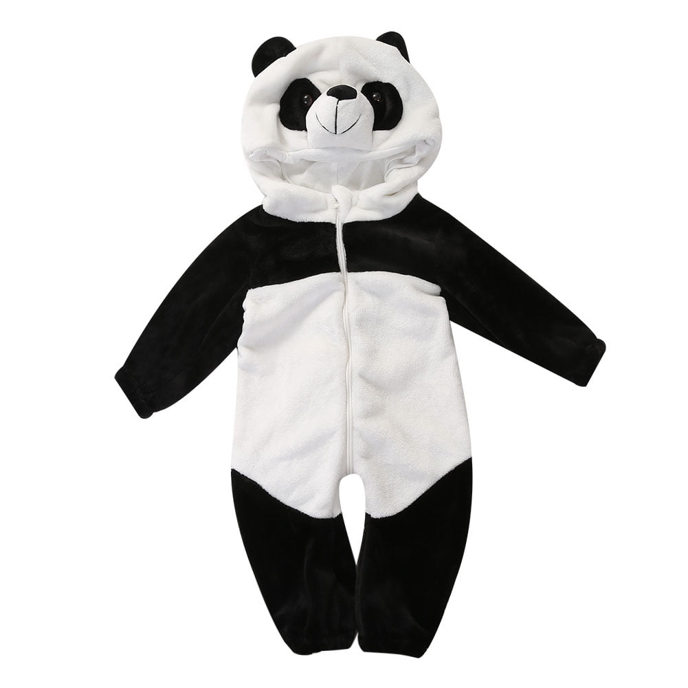 Combinaisons Bebe Nouveau Ne Ensemble Panda Animal a Capuche Pyjama Hiver Chaud Pyjama