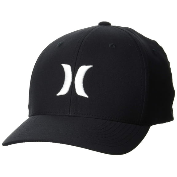 Hurley Men's Dri-Fit One & Only Flexfit Baseball Cap, Black/White, L-XL