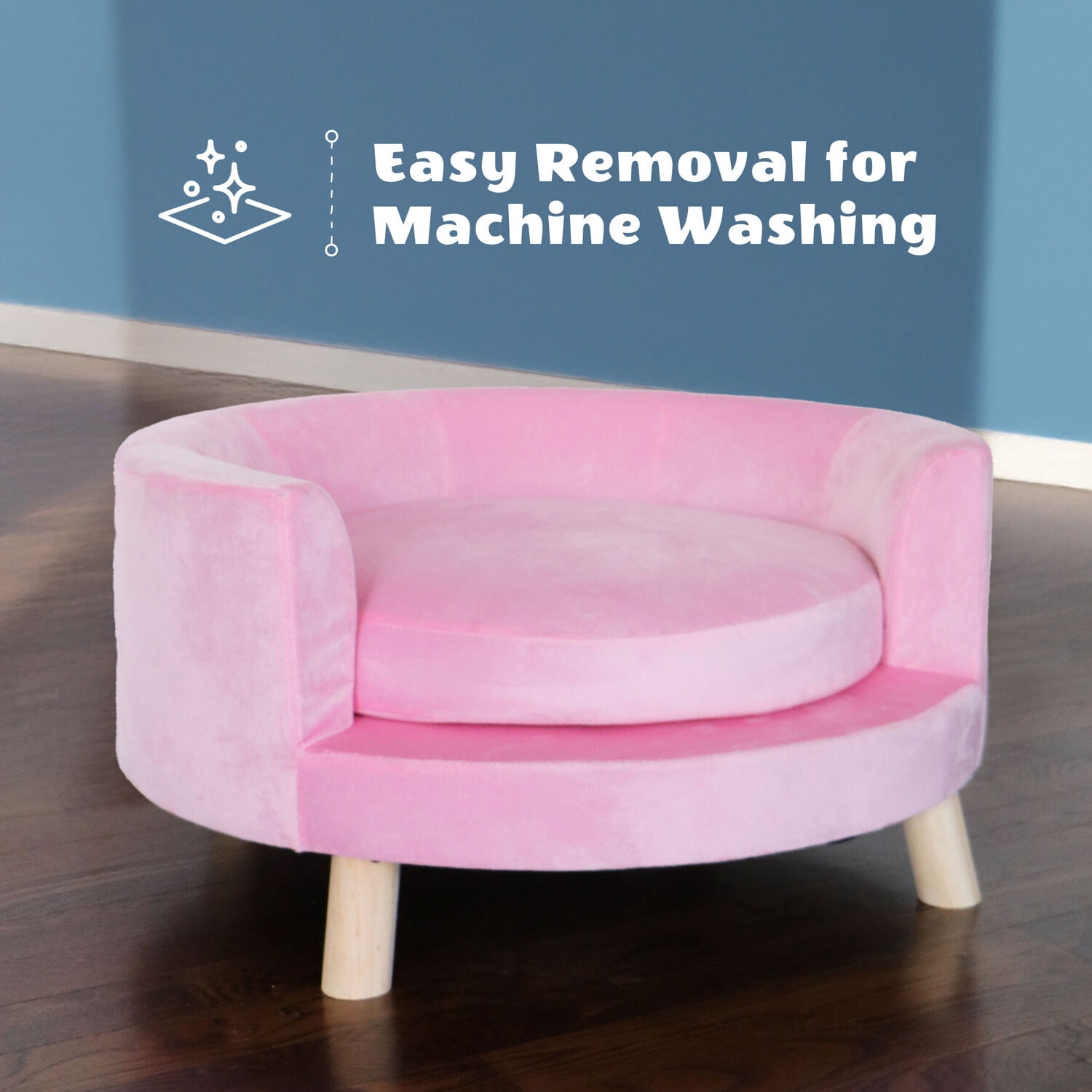 Critter Sitters 28-In. Elegant Pink Faux-Velvet Circular Pet Bed for Small to Medium-Sized Dogs and Cats