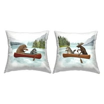 Stupell Industries Woodland Animals Canoeing Decorative Printed Throw Pillow, 18 x 18