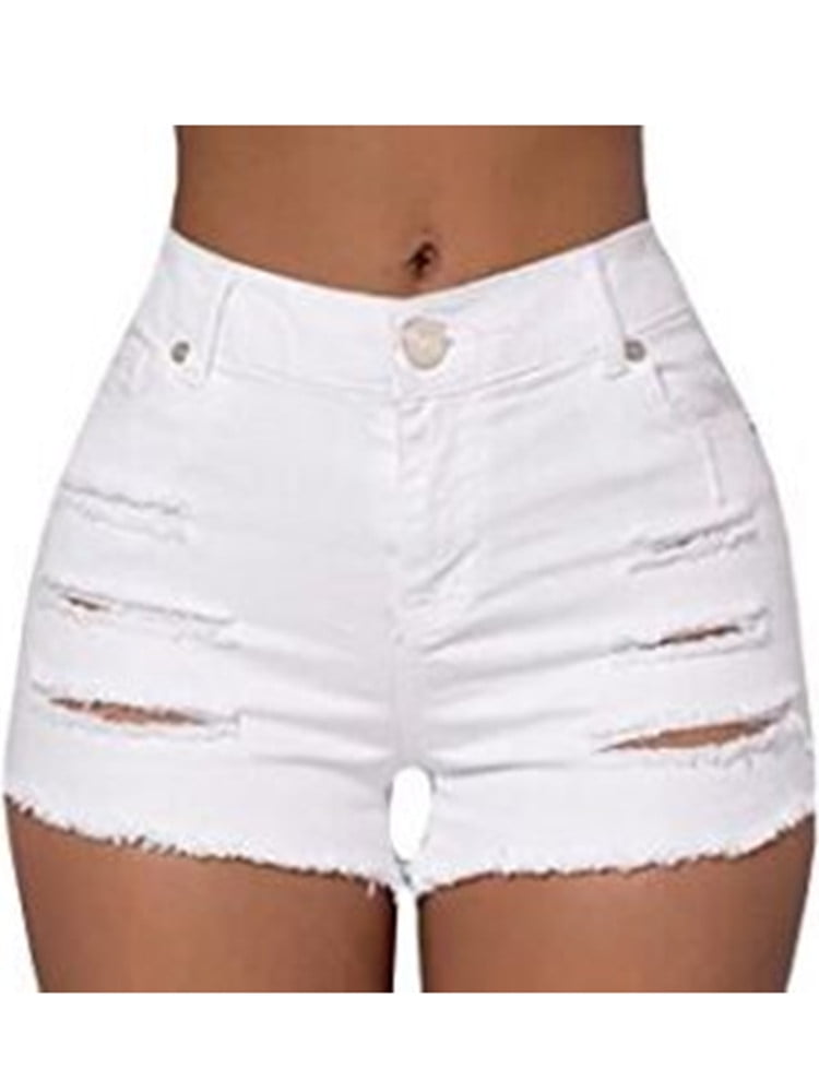 white ripped jean shorts