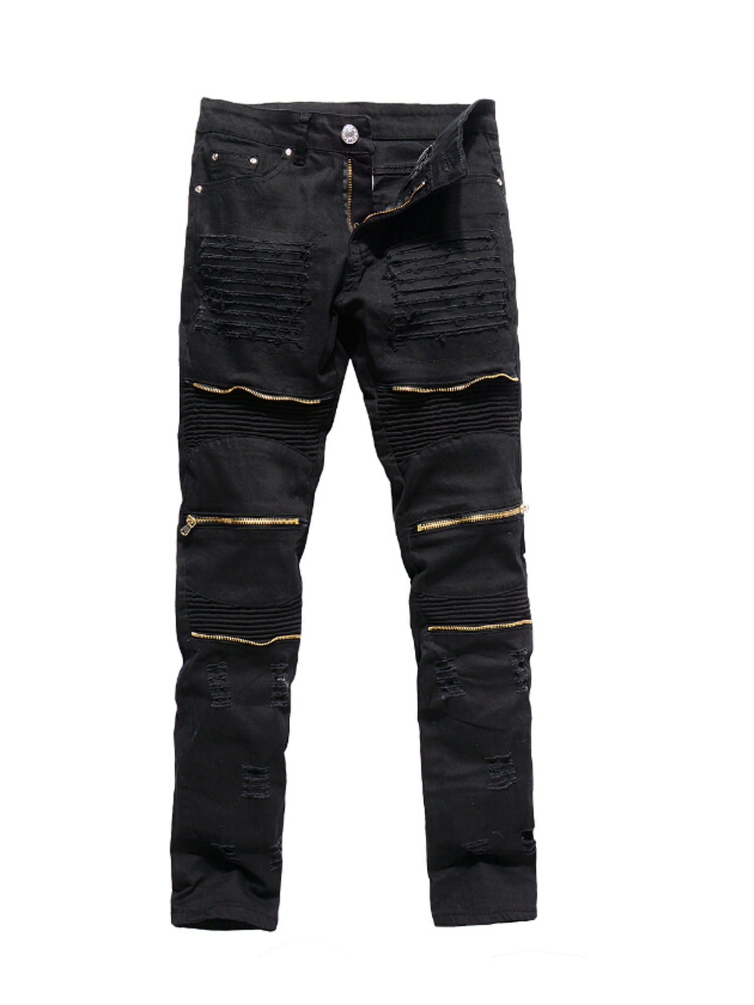 Ripped Skinny Jeans Slim Stretch Zipper 