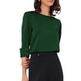 thumbnail image 4 of INSPIRE CHIC Satin Blouse for Women Dressy Casual Boat Neck 3/4 Sleeve Work Shirt XS Green, 4 of 6