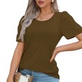 thumbnail image 6 of Womens T-Shirts Sevevn Fashionable Women's Casual Short Sleeved Loose Round Neck Solid Color Top, 6 of 8