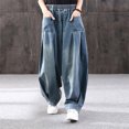 thumbnail image 4 of Women's Jeans High Rise Wide Leg Solid Color Fashion Casual Loose Broad Leg Full Length Pants, 4 of 6