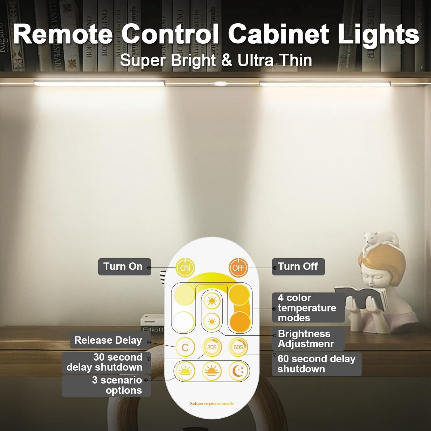 Under Cabinet Lights, Super Bright Led Under Cabinet Lighting 3 Color Temperatures Dimmable 12 Inch Ultra Thin Cabinet Lights with Remote App Control, Led Light for Kitchen Closet (3 Pcs)