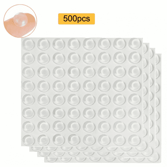500 Pack Self Adhesive Clear Rubber Cabinet Door Bumpers, for Furniture and Drawers