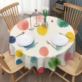 thumbnail image 3 of Colorful Polka Dot Pattern Round Tablecloth 60" X 60",Wrinkle Wipeable Table Cloth for Kitchen Dining Room Picnic Patio Party, 3 of 6