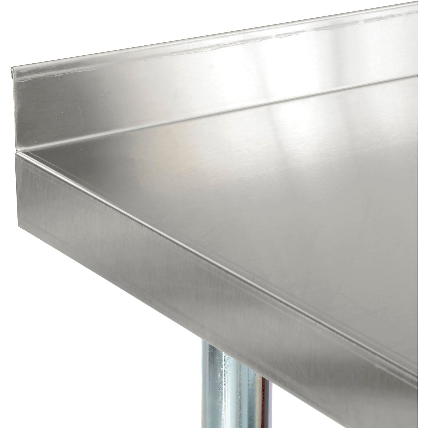 Nexel 96"W x 30"D 18 Gauge 430 Stainless Steel Workbench 2" Backsplash, Galvanized Legs & Undershelf