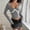 Dark Gray, variant on Qulqfy Women's Crop Blouses Boat Neck Long Sleeve Black Lace Blouses Party Tight Tops for Women L