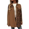thumbnail image 1 of Abrigo informal de manga larga sin capucha para mujer, chaqueta de longitud media con estampado de leopardo, 1 of 7