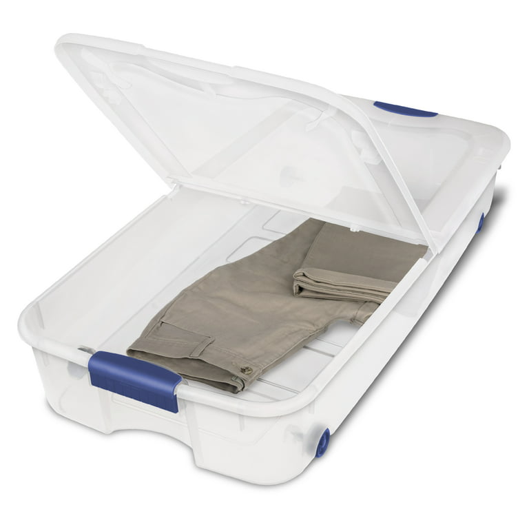 Sterilite 66 Qt. Ultra™ Storage Box Plastic, Stadium Blue, Set of 4 storage  box organizer