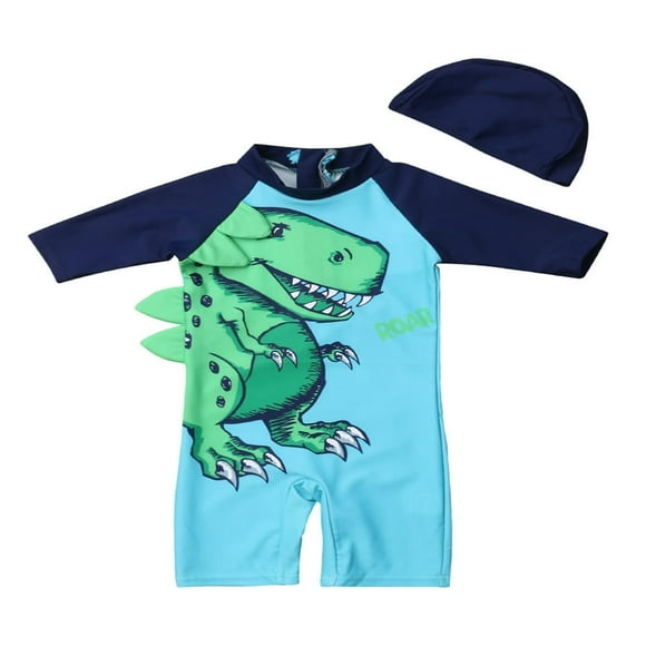 CNKOO Toddler Boy Dinosaur Bathing Suit Beach Wear + Hat