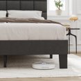 Lifezone Full Size Platform Bed Frame with Adjustable Headboard, Fabric Upholstered Platform Bed Frame, Dark Gray