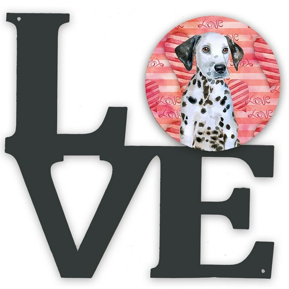 Dalmatian Puppy Love Metal Wall Artwork LOVE Red