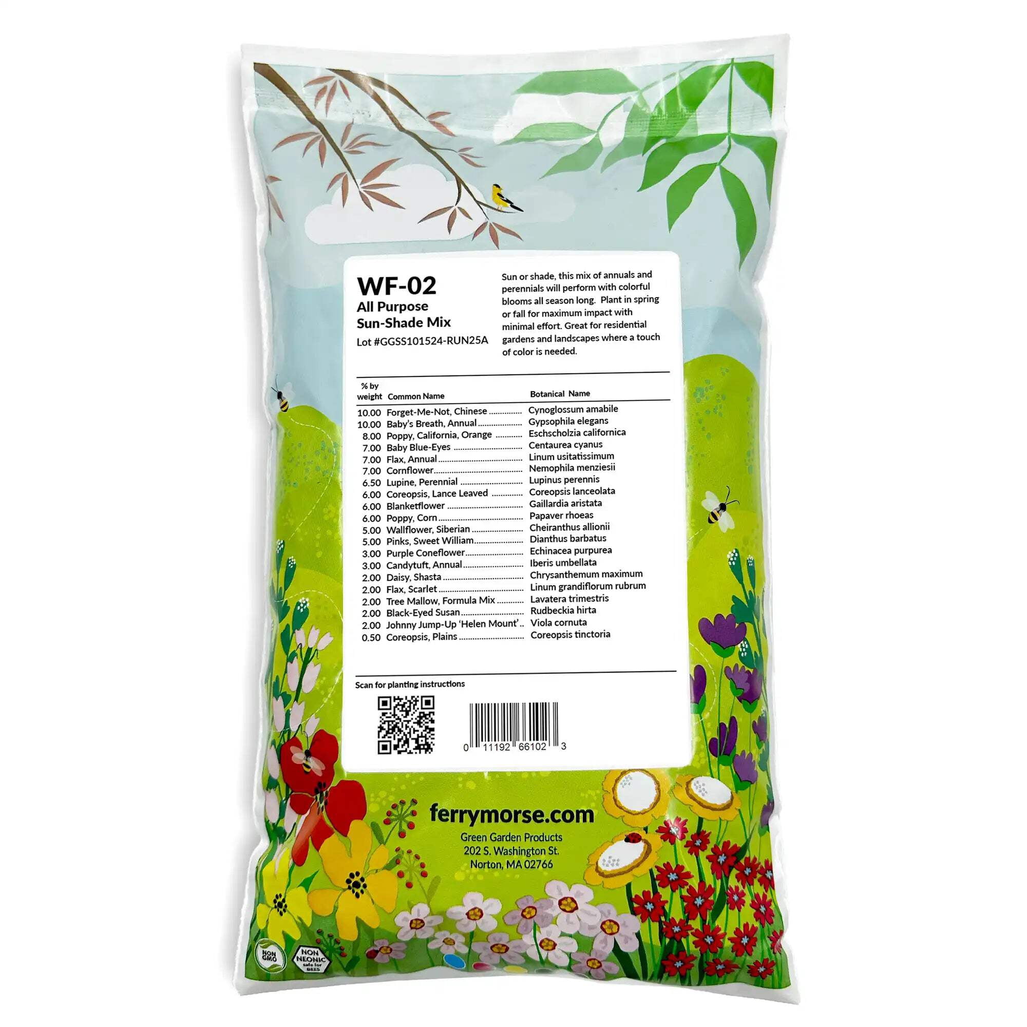 Ferry-Morse All Purpose Sun-Shade Mix Bulk Wildflower Seeds, 1lb
