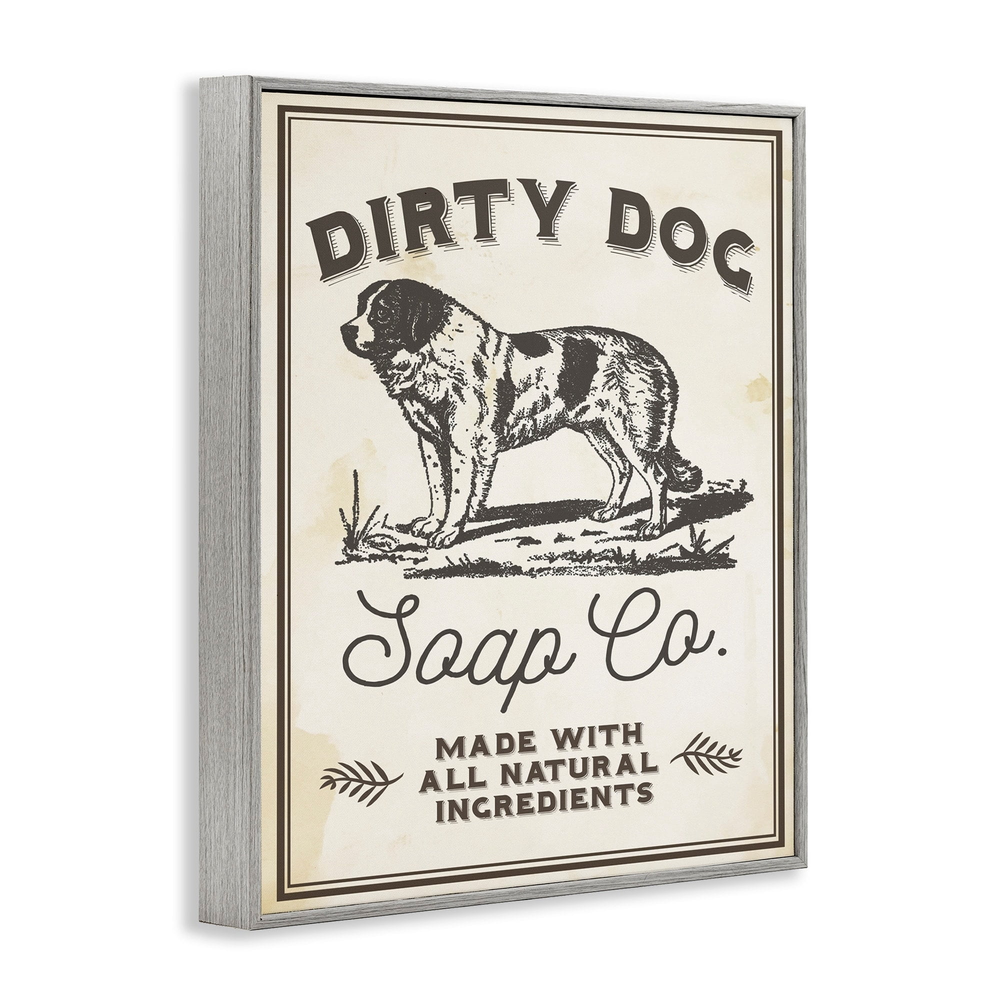 Stupell Industries Dirty Dog Soap Co Vintage Sign Graphic Art Gray Framed Art Print Wall Art, 24x30, by Daphne Polselli