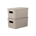 thumbnail image 2 of Superio 5L Small Taupe Ribbed Storage Bin with Lid, Plastic Storage Basket, 2 of 9