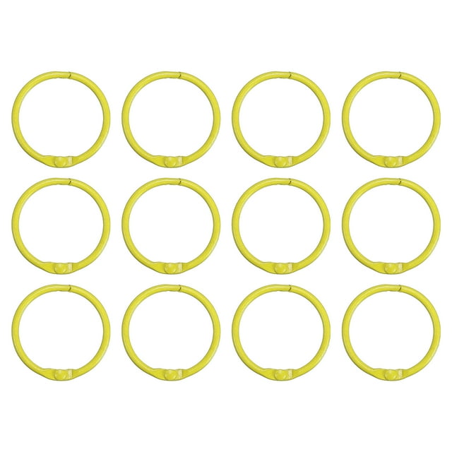 Unique Bargains 30mm Loose Leaf Binder Rings, 12Pcs 2.2mm Metal Flash Card Book Binding Rings for Key Chain Card, Yellow