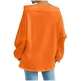 thumbnail image 5 of BiZtdJrK Plus Size Sweatshirt for Women Off Shoulder Drawstring Long Sleeve Shirts Loose Fit Fashion Fall Pullover Tops Orange XXL, 5 of 6