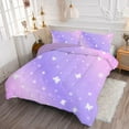 thumbnail image 6 of Psoiuetr Gradient Butterfly Glitter Bedding Set for Kids Girls Teens Queen Size Galaxy Rainbow Comforter Set Pink Purple 3Pcs, 6 of 7
