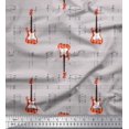 thumbnail image 1 of Soimoi Gray Georgette Viscose Fabric Notes & Guitar Musical Instrument Print Fabric by Yard 42 Inch Wide, 1 of 5