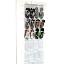 LAMIRO 24 Pockets Crystal Clear Over The Door Hanging Shoe Organizer,64'' x 19''