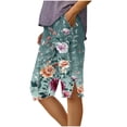 thumbnail image 2 of SOOMLON Bermuda Shorts for Women Plus Size Elastic Waist Long Shorts Button Floral Shorts with Pockets Vacation Bottoms, 2 of 5