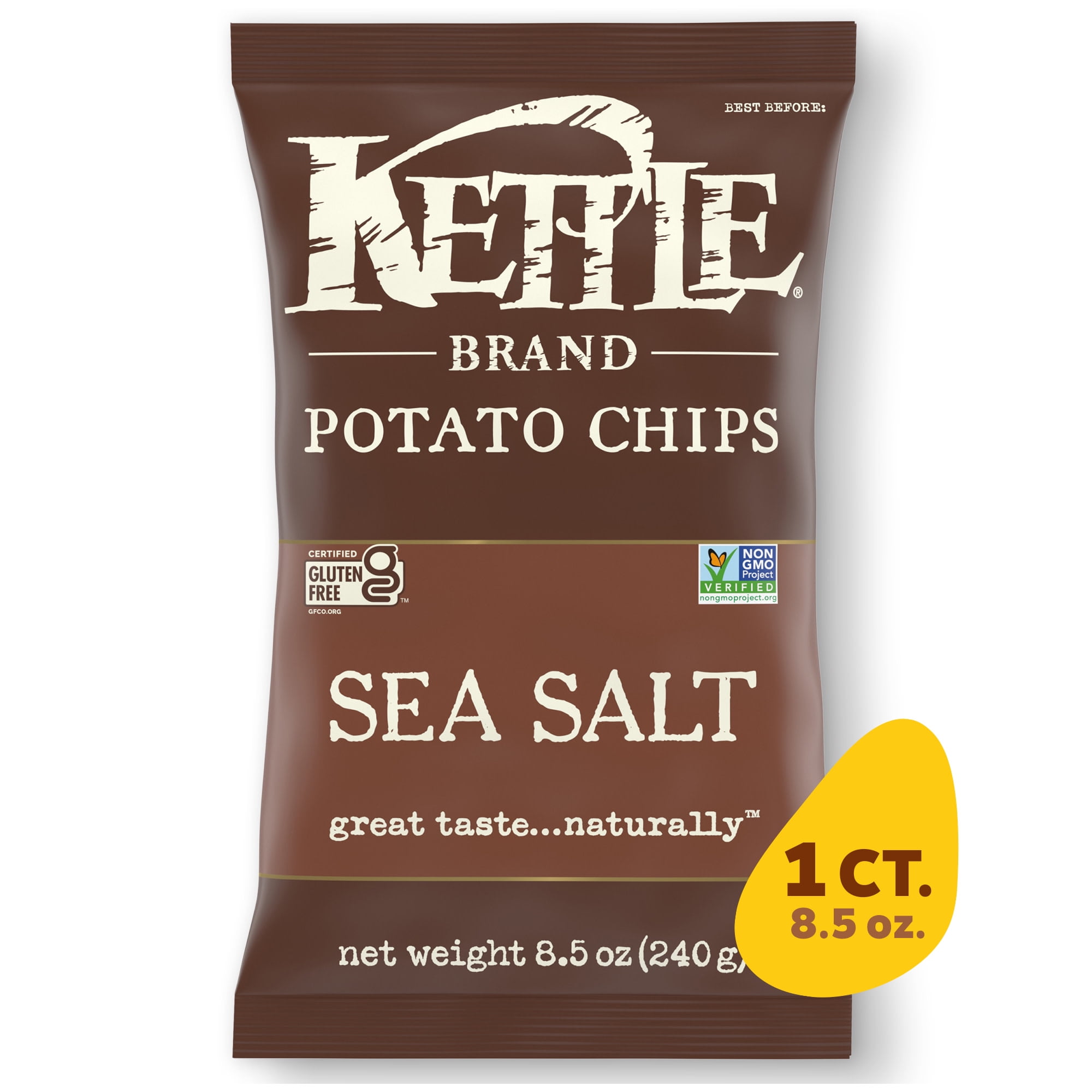 Kettle Brand Potato Chips, Sea Salt Kettle Chips, 8.5 Oz