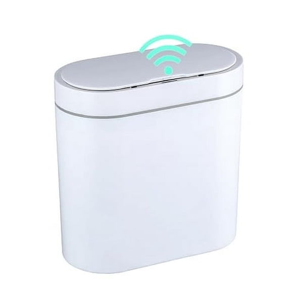 ELPHEcO Bathroom Trash can, 25 gallon Waterproof Motion Sensor Small Trash can with Lids, 95 Liters Slim Plastic Narrow Automatic Bedroom Trash can Office Trash can, White