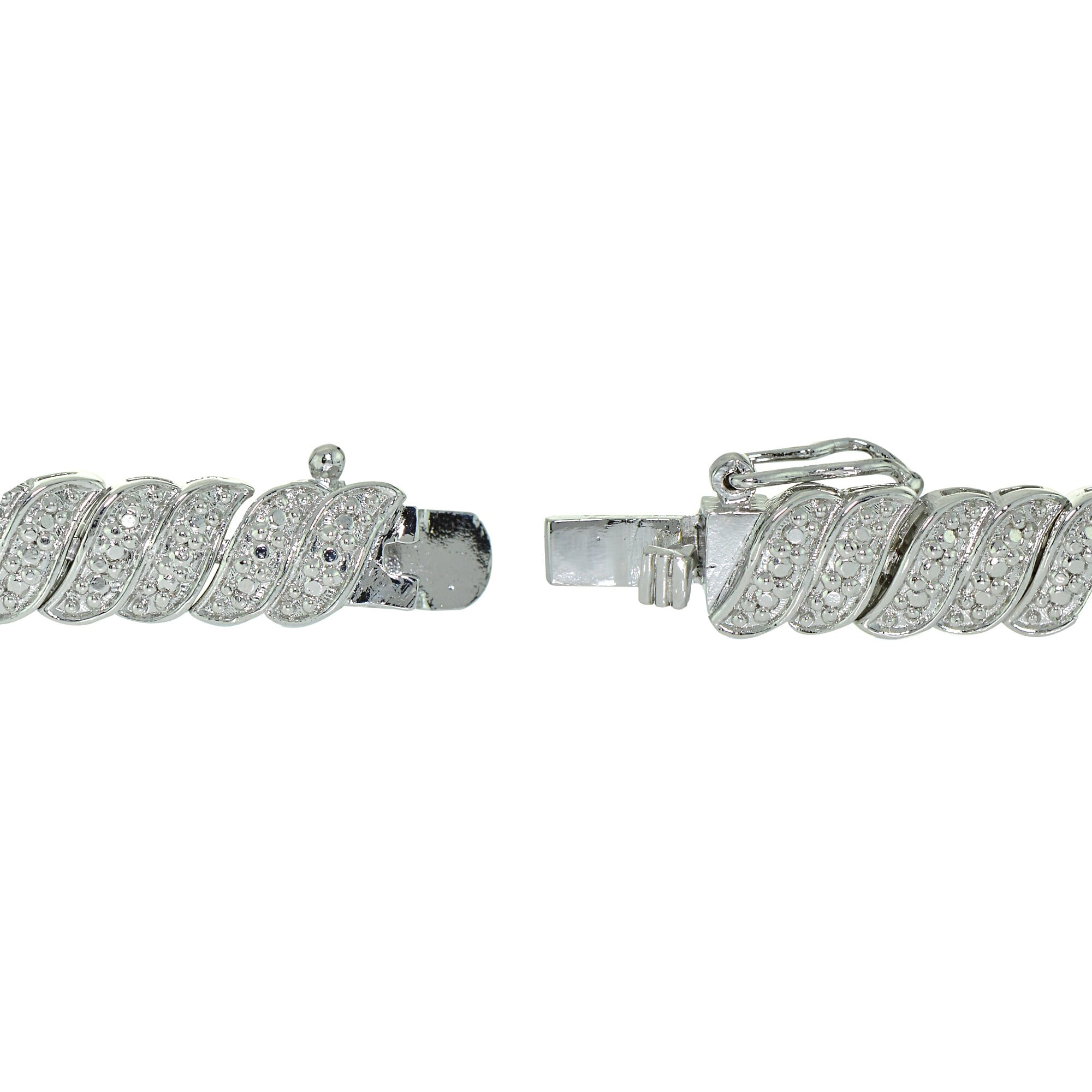 『5年保証』 Wave Diamond 0.25ct Tone Silver Link Bracelet Tennis 健康アクセサリー
