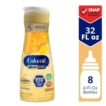 Enfamil NeuroPro Baby Formula, Triple Prebiotic Immune Blend with 2'FL HMO & Expert Recommended Omega-3 DHA, Inspired by  Milk, Non-GMO, Ready-to-Use Liquid, 32 Fl Oz