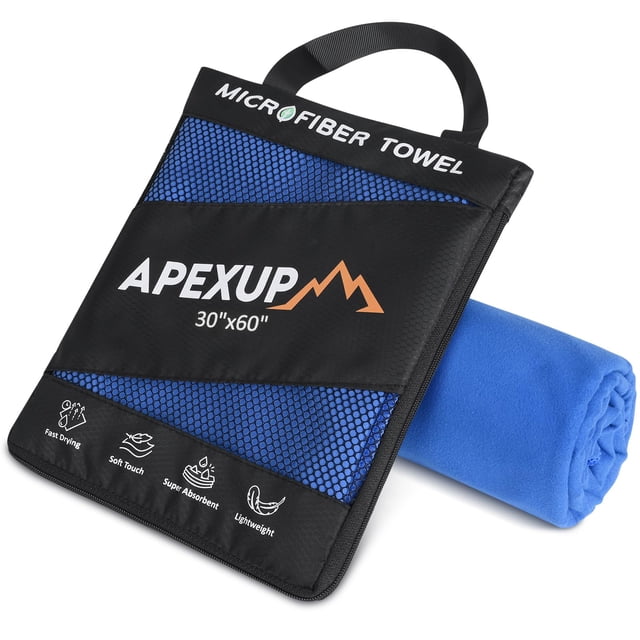 Toalla APEXUP de microfibra de viaje, 152 x 76 cm, ultra absorbente