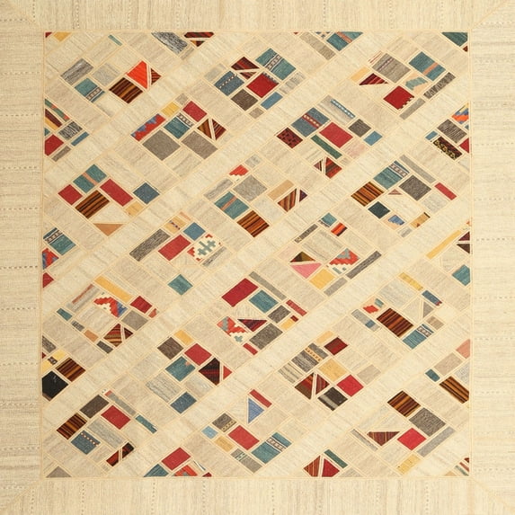 Ahgly Company Indoor Square Contemporary Sand Brown Solid Area Rugs, 3' Square