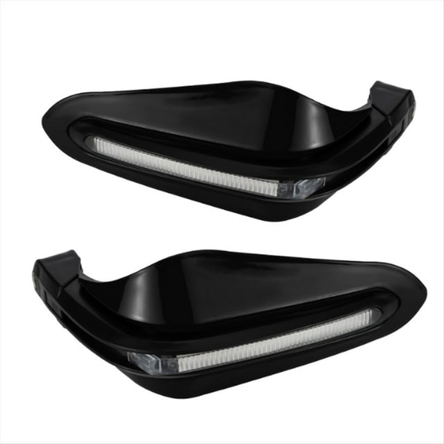 Motorcycle Hand Guard Brake Lever Guard with White LED Light Windproof Hand Shield Protector Motorcycle Accessories,1Pair Motorcycle Hand Guard,Black
