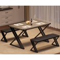 thumbnail image 1 of EDTara Kitchen Table Set with 2 Upholstered Benches, Z-Shaped Leg Kitchen Table Set for 4 3 Piece Dining Table Set for Small Space Saving Space for Kitchen, Dining Room, Small Space Apartment, 1 of 7
