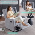 thumbnail image 5 of Muumblus Wingback Swivel Recliner, Glider Rocking Chair for Living Room, Nursery Rocker, Gray Chenille, 5 of 9