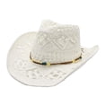 thumbnail image 3 of Sun Hat , Sun Hats for Women Packable , Beach Gifts Stylish Summer Western Cowboy Straw Hat for Women and Men Breathable Shapeable Sun Wide Brim Hollow Design, 3 of 3