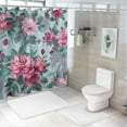 thumbnail image 7 of Shiartex  Shabby Flora Shower Curtain, Pink Roses with Grey Leaves Garden Bedding Plants Spring Blossoms, Cloth Fabric Bathroom Decor Set with Hooks, Light Pink White, 7 of 7