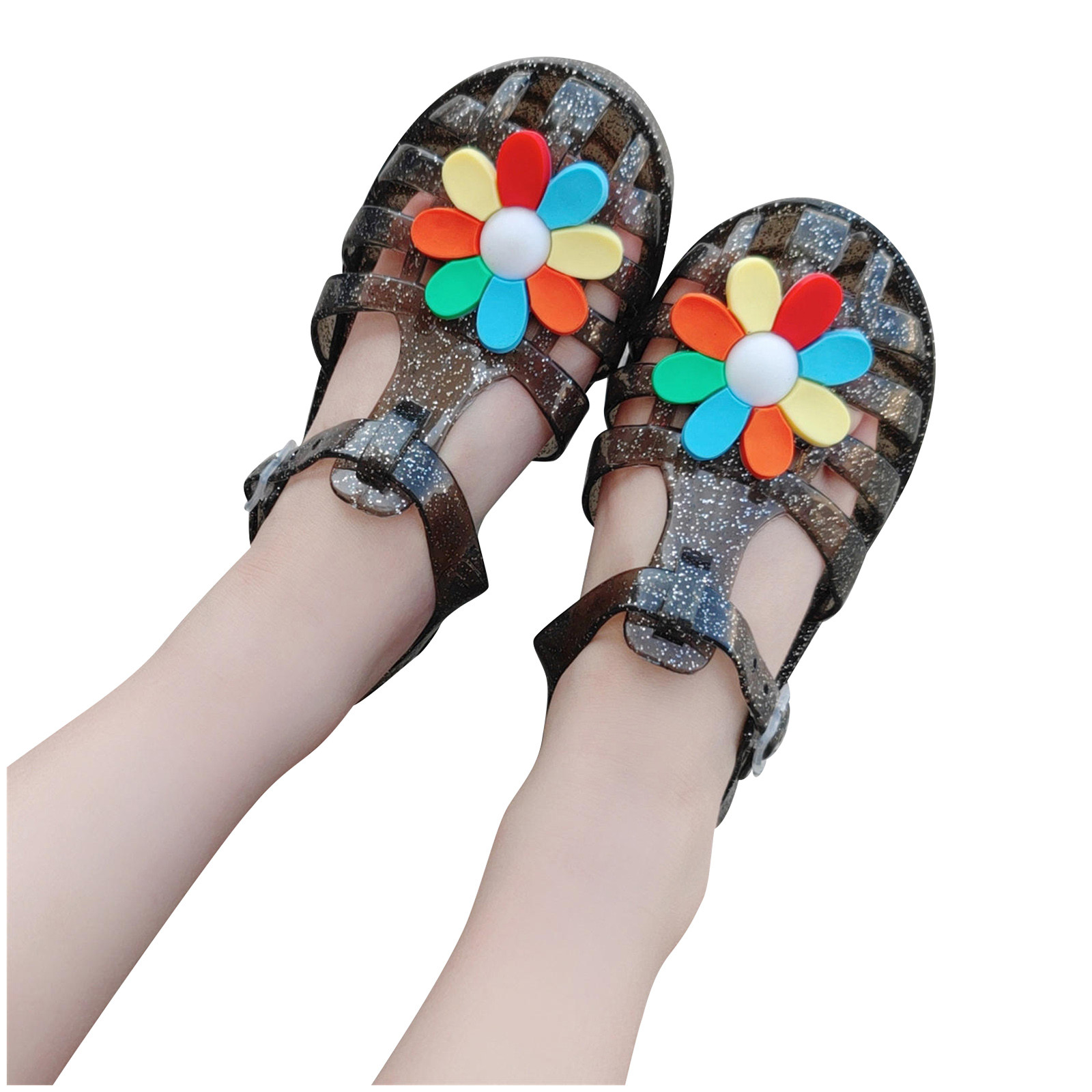 Virmaxy Toddler Baby Girls Jelly Sandals Closed Toe Flower Decorative ...