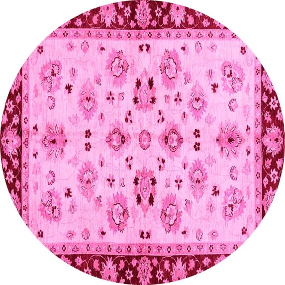 Ahgly Company Indoor Round Oriental Pink Traditional Area Rugs, 8' Round