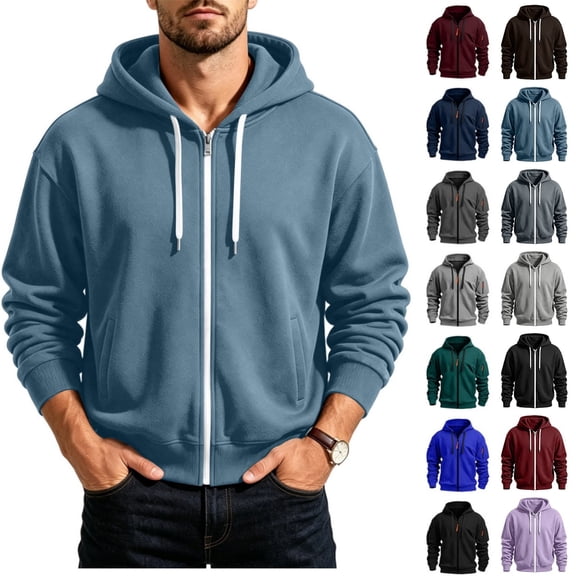JUSLIO Mens Hoodies with Pockets Hooded Sweatshirts Zipper Long Sleeve Hoodies
