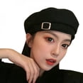 thumbnail image 1 of Beret Women's Summer Thin And Versatile Solid Octagonal Hat Painter's Hat, 1 of 6